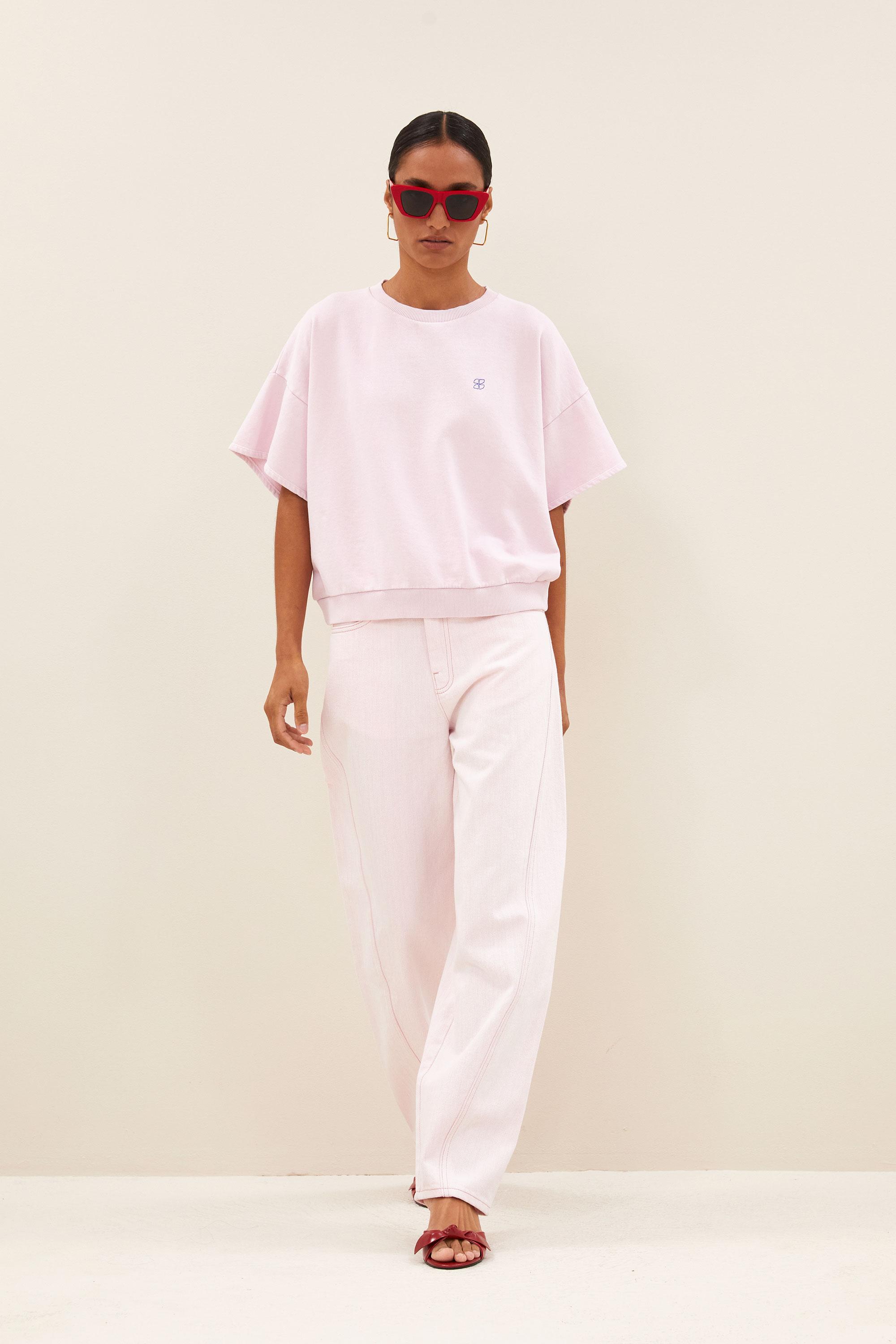 By-Bar Begum Slub Jeans Light Pink Damen Barrel Leg rosa